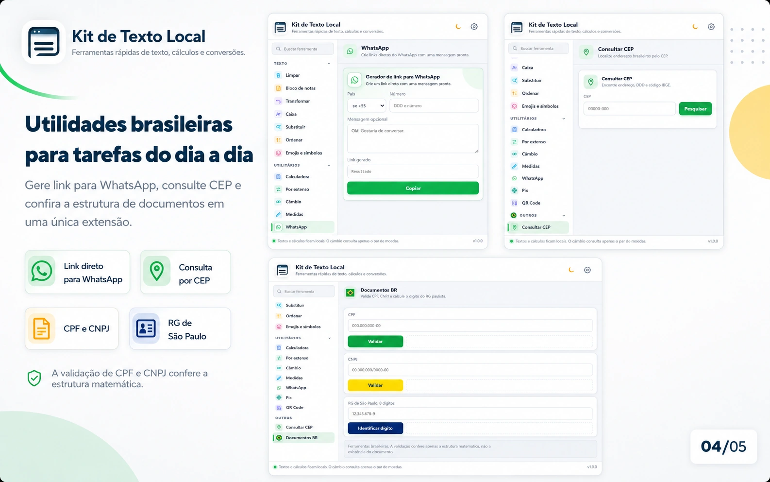 Utilidades brasileiras do Kit de Texto Local